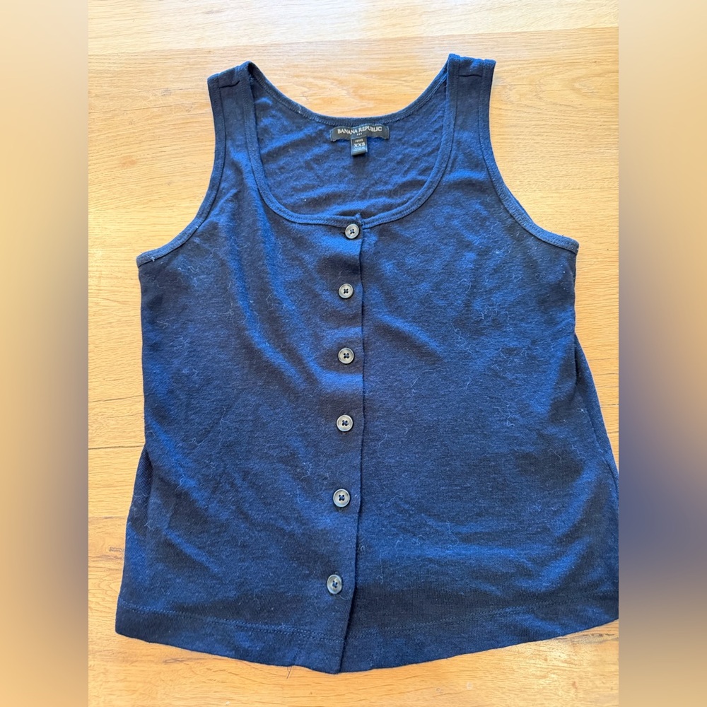 Banana Republic Navy Button-Front Tank